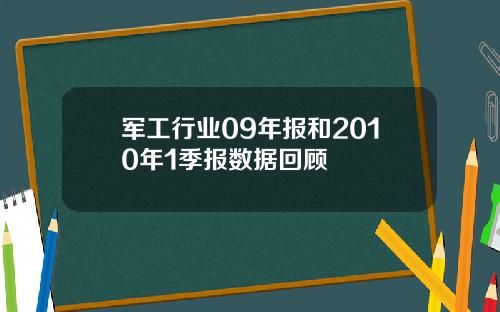 军工行业09年报和2010年1季报数据回顾