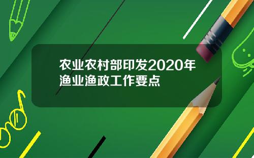 农业农村部印发2020年渔业渔政工作要点