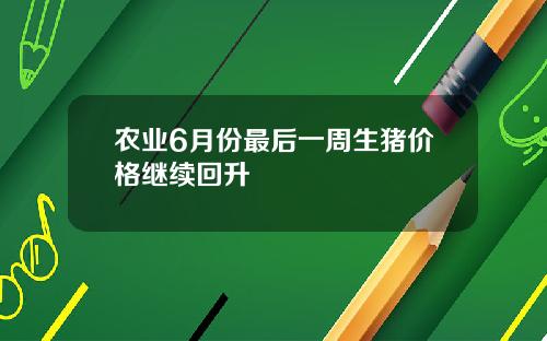 农业6月份最后一周生猪价格继续回升