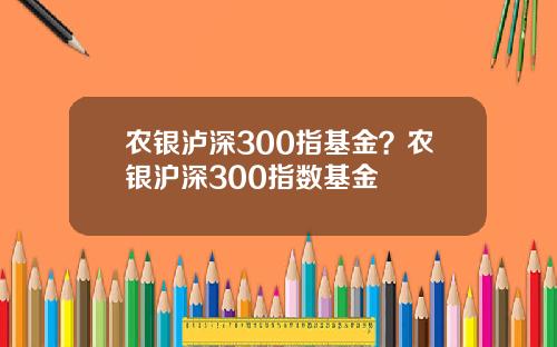 农银泸深300指基金?农银沪深300指数基金