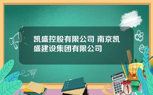 凯盛控股有限公司 南京凯盛建设集团有限公司