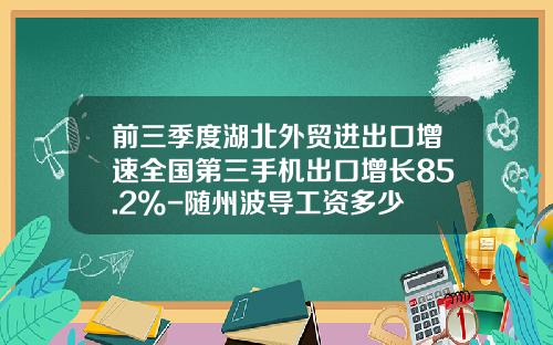 前三季度湖北外贸进出口增速全国第三手机出口增长85.2%-随州波导工资多少