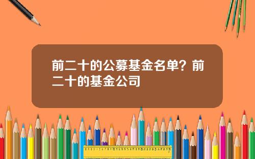 前二十的公募基金名单?前二十的基金公司