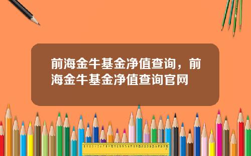 前海金牛基金净值查询，前海金牛基金净值查询官网