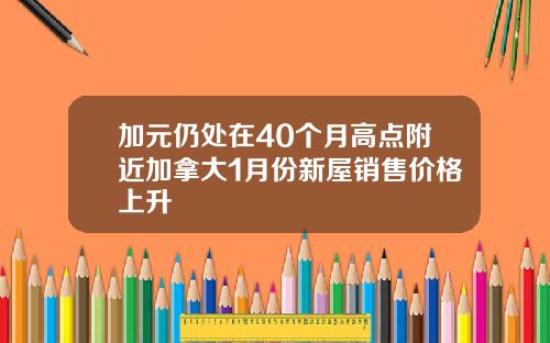 加元仍处在40个月高点附近加拿大1月份新屋销售价格上升