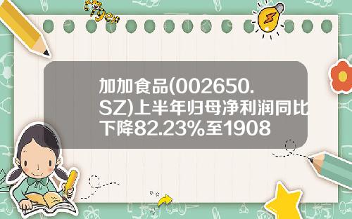 加加食品(002650.SZ)上半年归母净利润同比下降82.23%至1908万元-002650公司概况