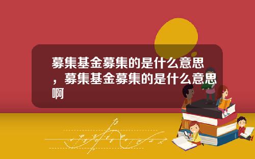 募集基金募集的是什么意思,募集基金募集的是什么意思啊