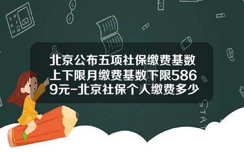 北京公布五项社保缴费基数上下限月缴费基数下限5869元-北京社保个人缴费多少