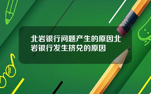 北岩银行问题产生的原因北岩银行发生挤兑的原因
