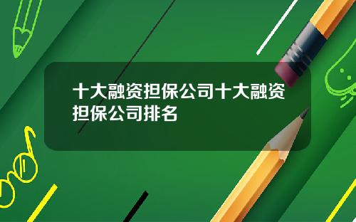 十大融资担保公司十大融资担保公司排名