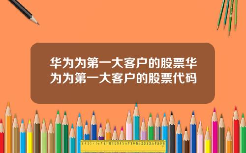 华为为第一大客户的股票华为为第一大客户的股票代码