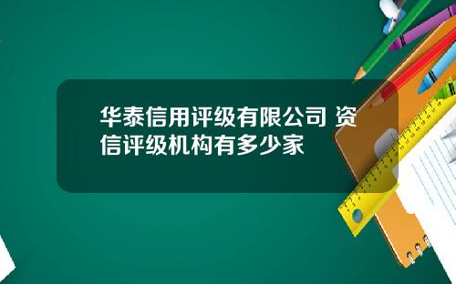 华泰信用评级有限公司 资信评级机构有多少家