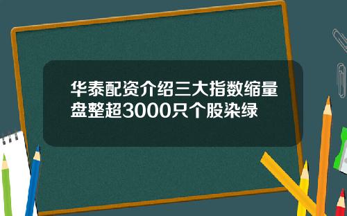 华泰配资介绍三大指数缩量盘整超3000只个股染绿