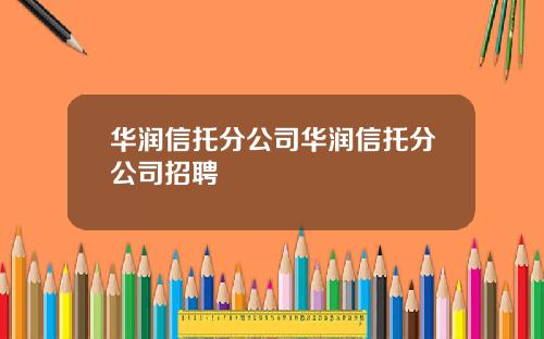 华润信托分公司华润信托分公司招聘