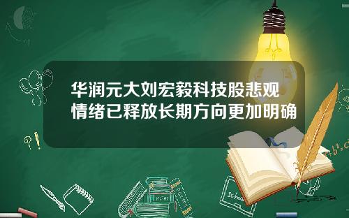 华润元大刘宏毅科技股悲观情绪已释放长期方向更加明确