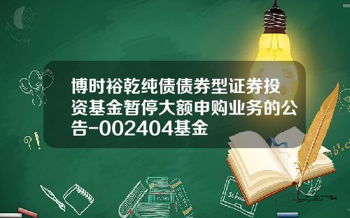 博时裕乾纯债债券型证券投资基金暂停大额申购业务的公告-002404基金