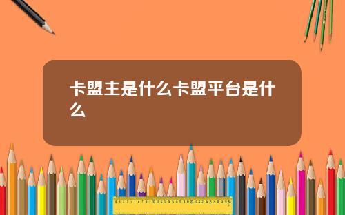 卡盟主是什么卡盟平台是什么