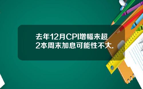 去年12月CPI增幅未超2本周末加息可能性不大.