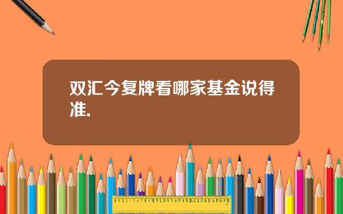 双汇今复牌看哪家基金说得准.
