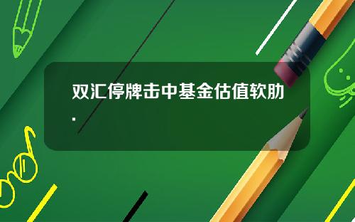 双汇停牌击中基金估值软肋.