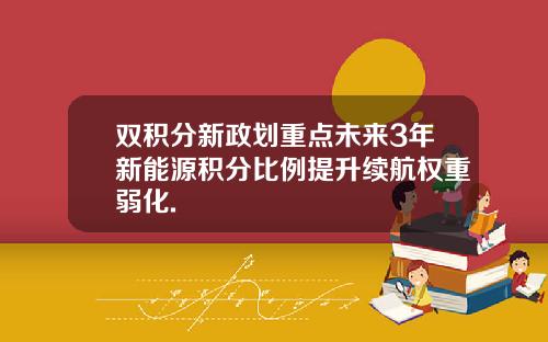 双积分新政划重点未来3年新能源积分比例提升续航权重弱化.