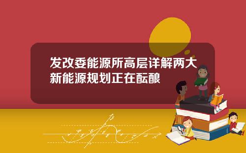 发改委能源所高层详解两大新能源规划正在酝酿
