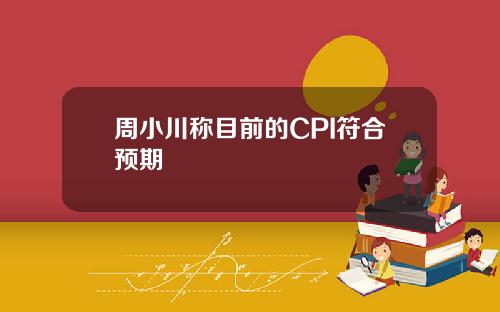 周小川称目前的CPI符合预期