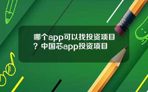 哪个app可以找投资项目？中国芯app投资项目