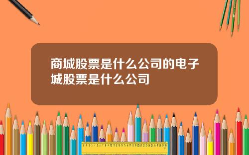 商城股票是什么公司的电子城股票是什么公司