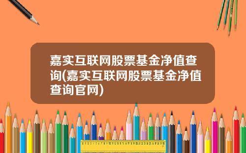 嘉实互联网股票基金净值查询(嘉实互联网股票基金净值查询官网)