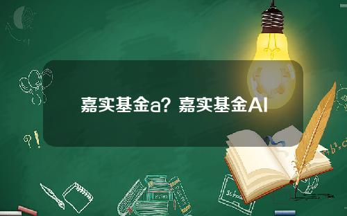 嘉实基金a?嘉实基金AI