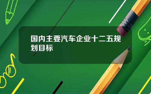 国内主要汽车企业十二五规划目标