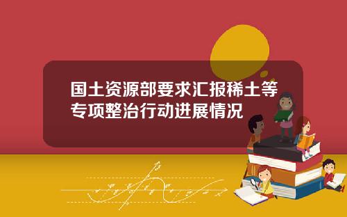 国土资源部要求汇报稀土等专项整治行动进展情况
