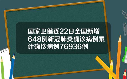 国家卫健委22日全国新增648例新冠肺炎确诊病例累计确诊病例76936例