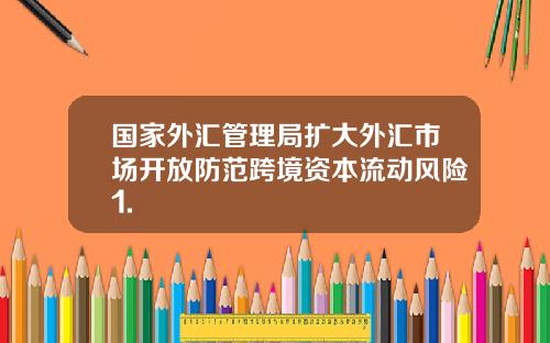 国家外汇管理局扩大外汇市场开放防范跨境资本流动风险1.