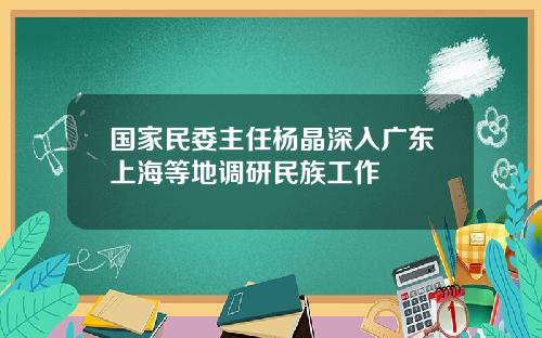 国家民委主任杨晶深入广东上海等地调研民族工作