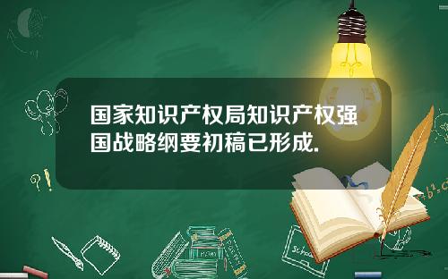 国家知识产权局知识产权强国战略纲要初稿已形成.