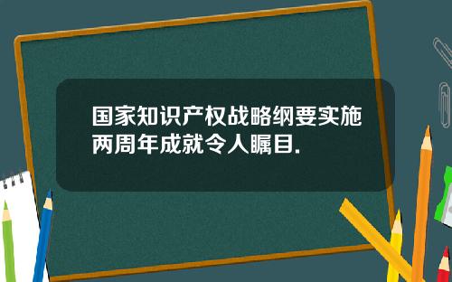 国家知识产权战略纲要实施两周年成就令人瞩目.