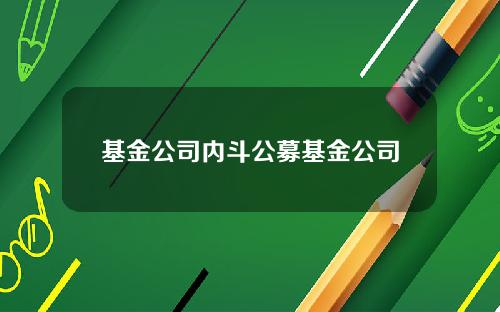 基金公司内斗公募基金公司