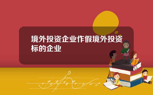 境外投资企业作假境外投资标的企业