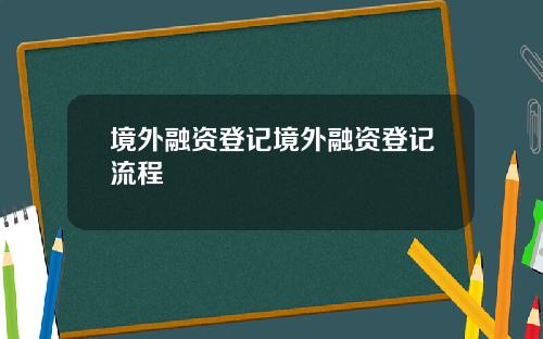 境外融资登记境外融资登记流程