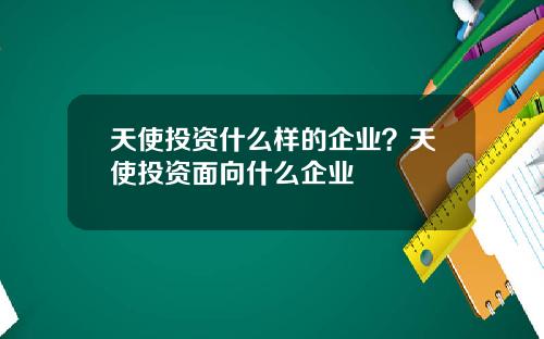 天使投资什么样的企业?天使投资面向什么企业