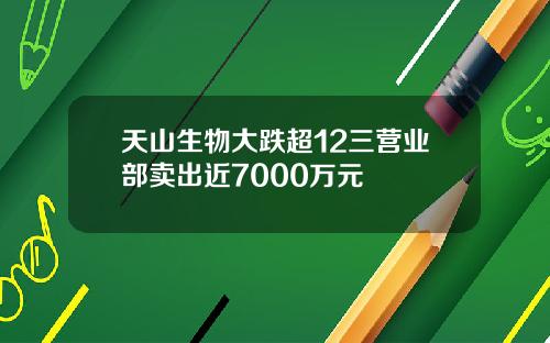天山生物大跌超12三营业部卖出近7000万元