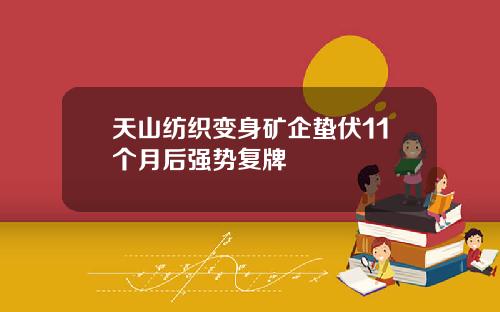 天山纺织变身矿企蛰伏11个月后强势复牌