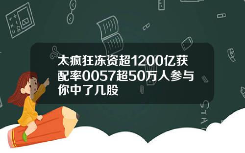太疯狂冻资超1200亿获配率0057超50万人参与你中了几股