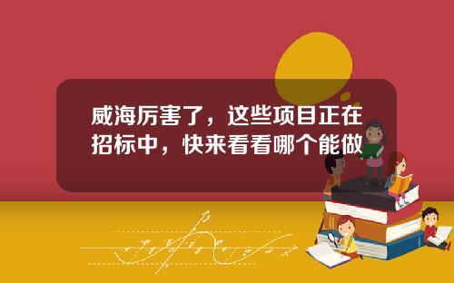 威海厉害了,这些项目正在招标中,快来看看哪个能做