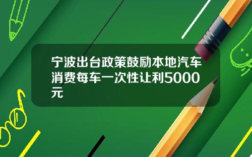 宁波出台政策鼓励本地汽车消费每车一次性让利5000元