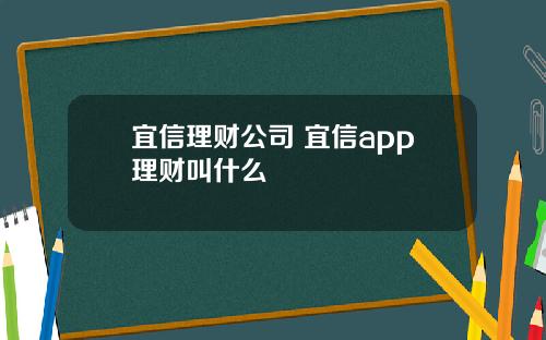 宜信理财公司 宜信app理财叫什么