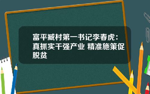 富平臧村第一书记李春虎：真抓实干强产业 精准施策促脱贫