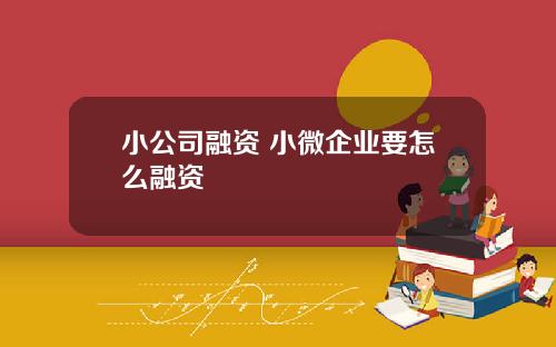 小公司融资 小微企业要怎么融资